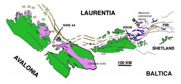 reconstruction of north-west european margin showing location of DRUM profile